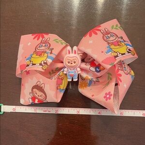 Pink Cartoon Labubu Monster Hair Bow for Kids nwt